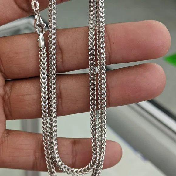 14kt Real White Gold Franco Diamond Cut Chain